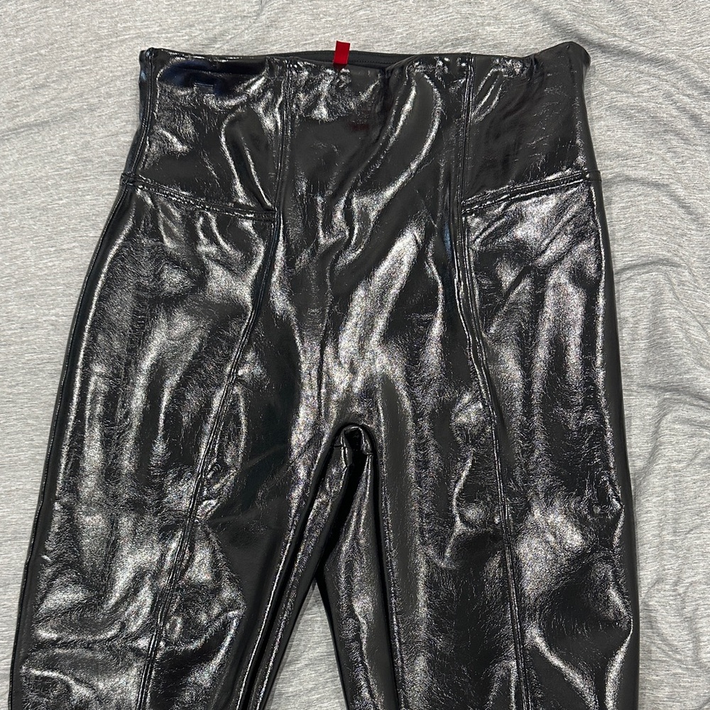 Spanx Black High-Waisted Leather Leggings